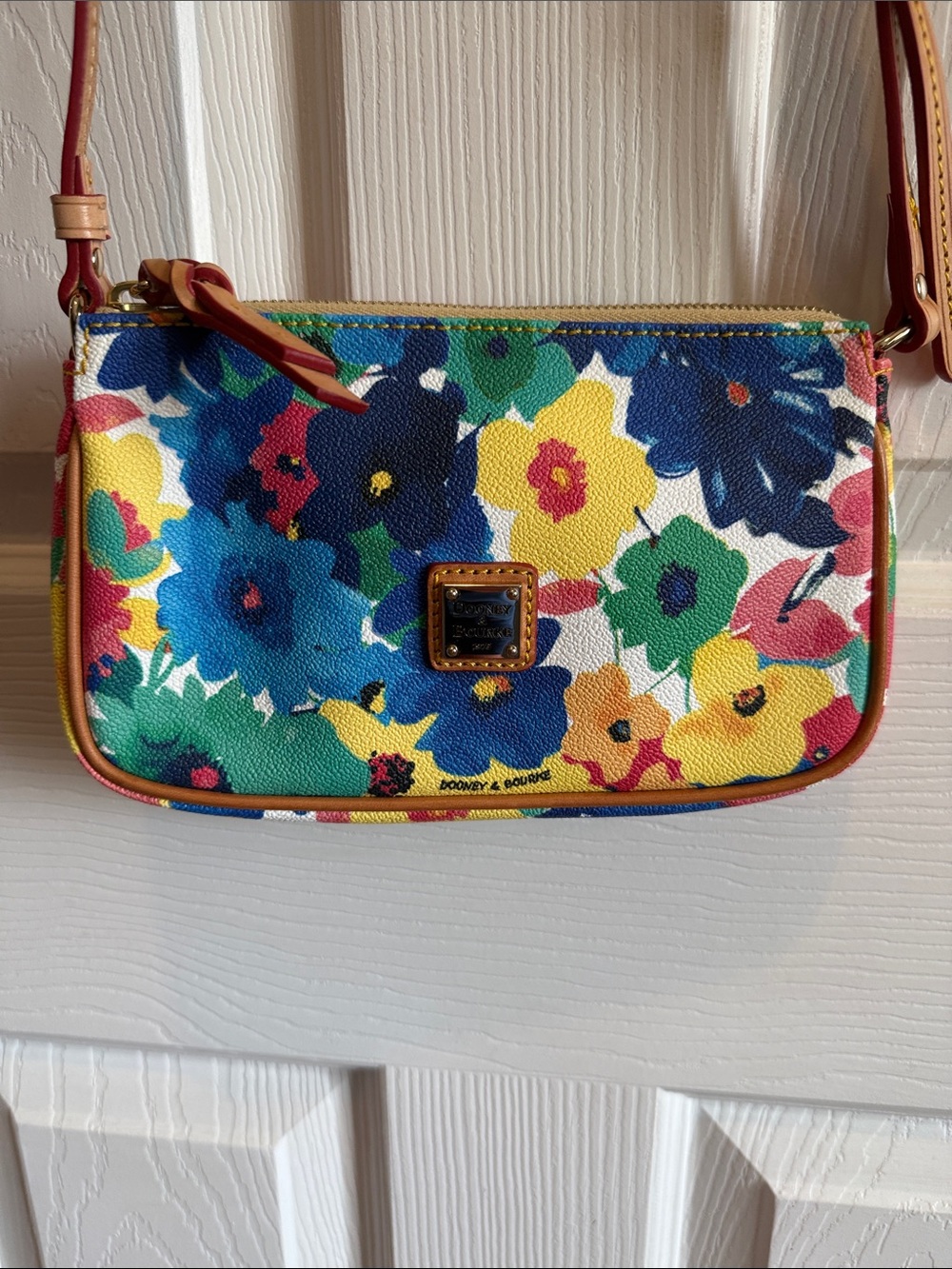 Dooney & Bourke Floral Canvas Crossbody in Blue, Yellow, Green, Pink